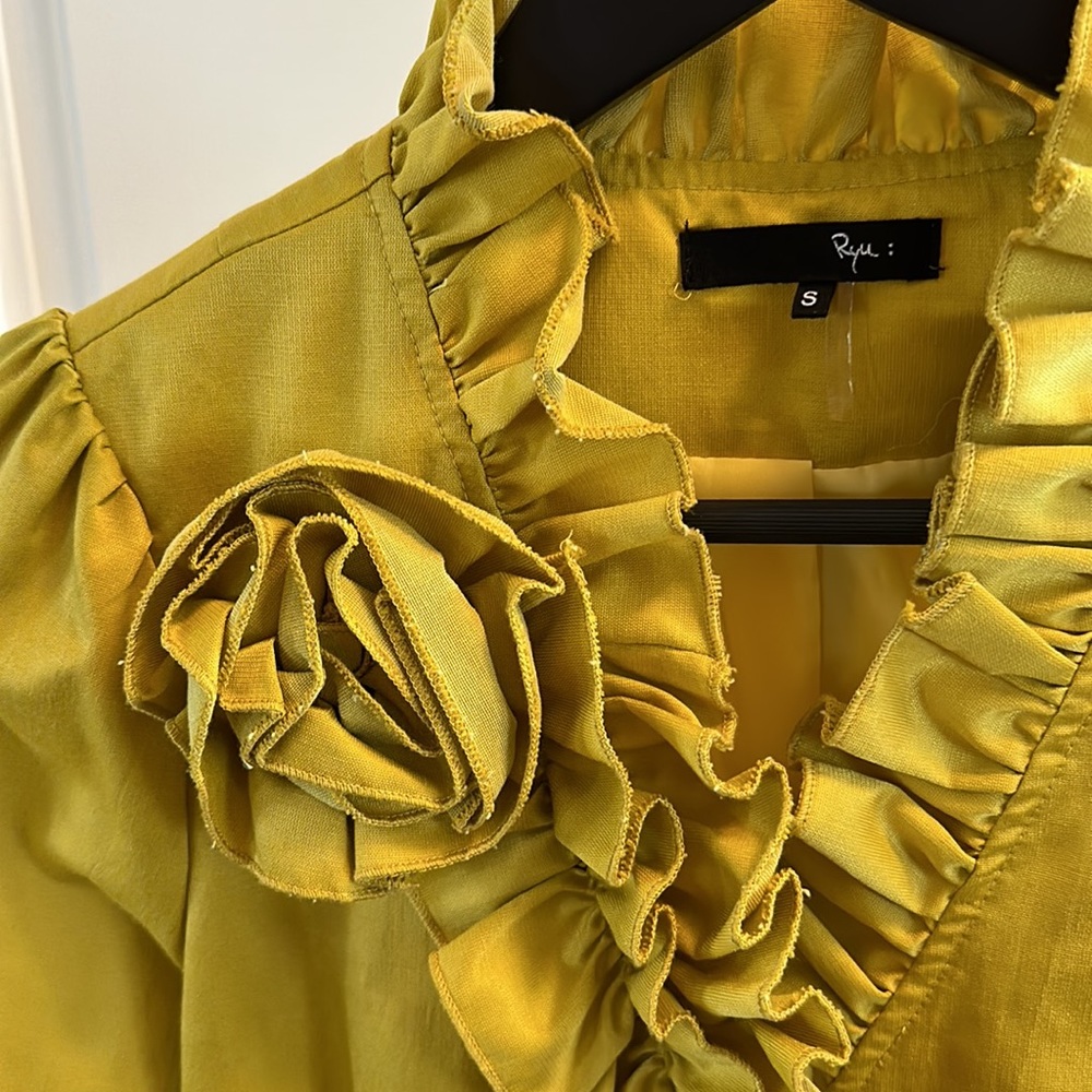 Ryu Yellow Gold Ruffle Coat Size S Spring Jacket
